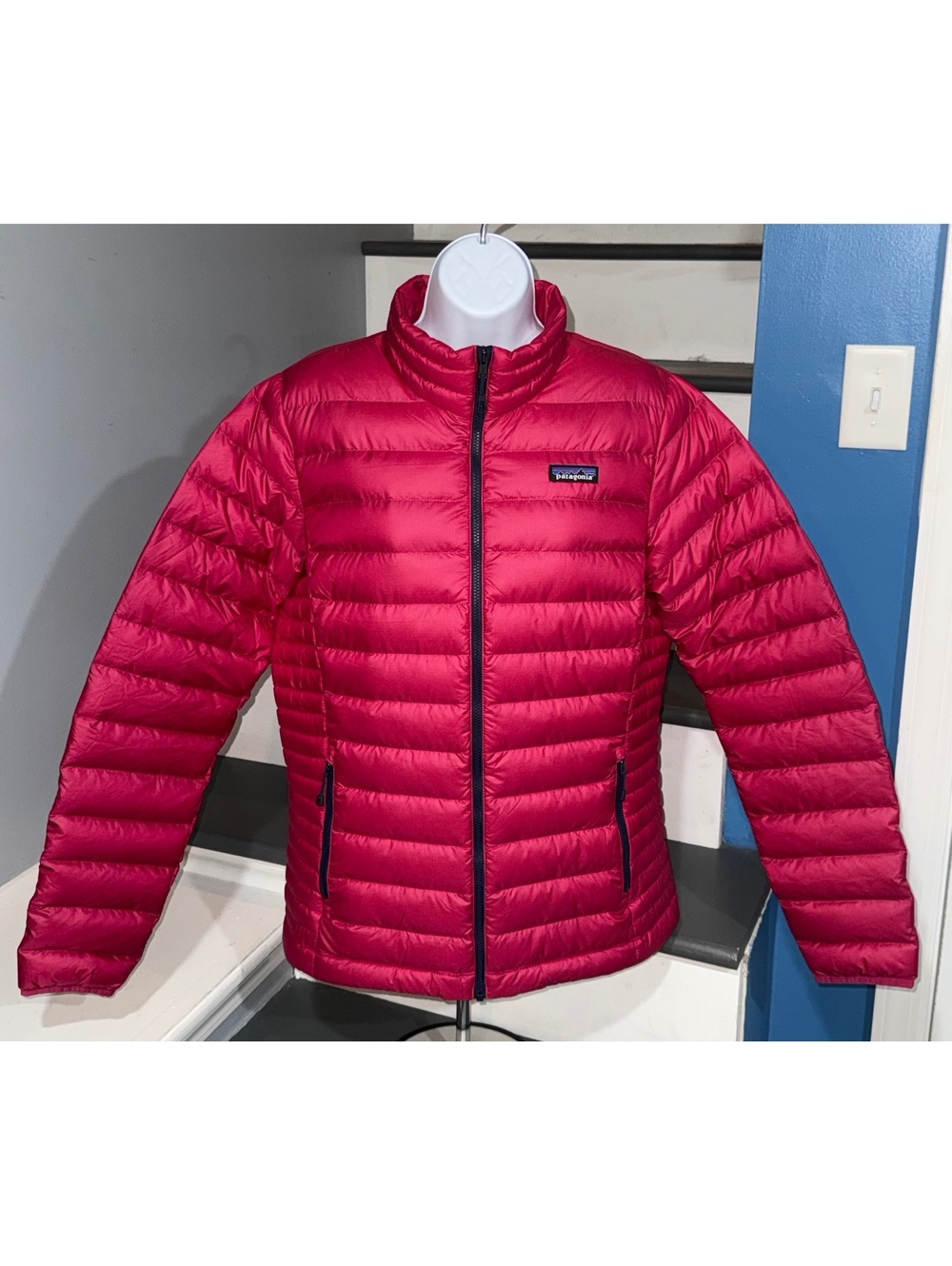 Patagonia Womens Large Goose Down Sweater Craft Pink Lightweight Full Zip Jacket
